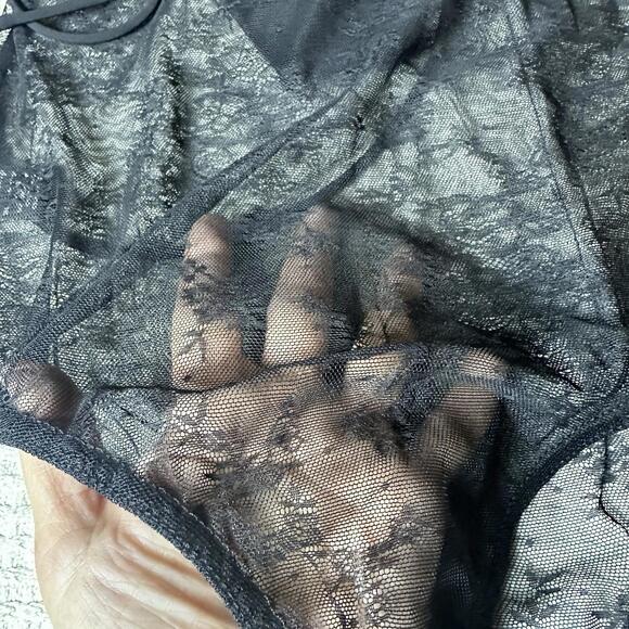 NWT Black Lace Corset Tie Goth Punk Body Suit Fashion Nova Sz S Party Dance Rave - Picture 8 of 9